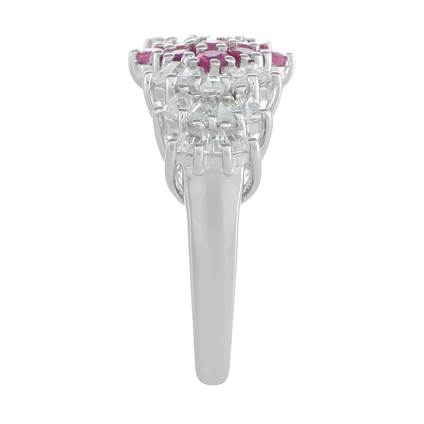 Stříbro 925/1000 - Prsten s Thajským Rubínem a Bílým Topazem - Karátové číslo: 1.61. přibližná hmotnost: 3.43 gramů