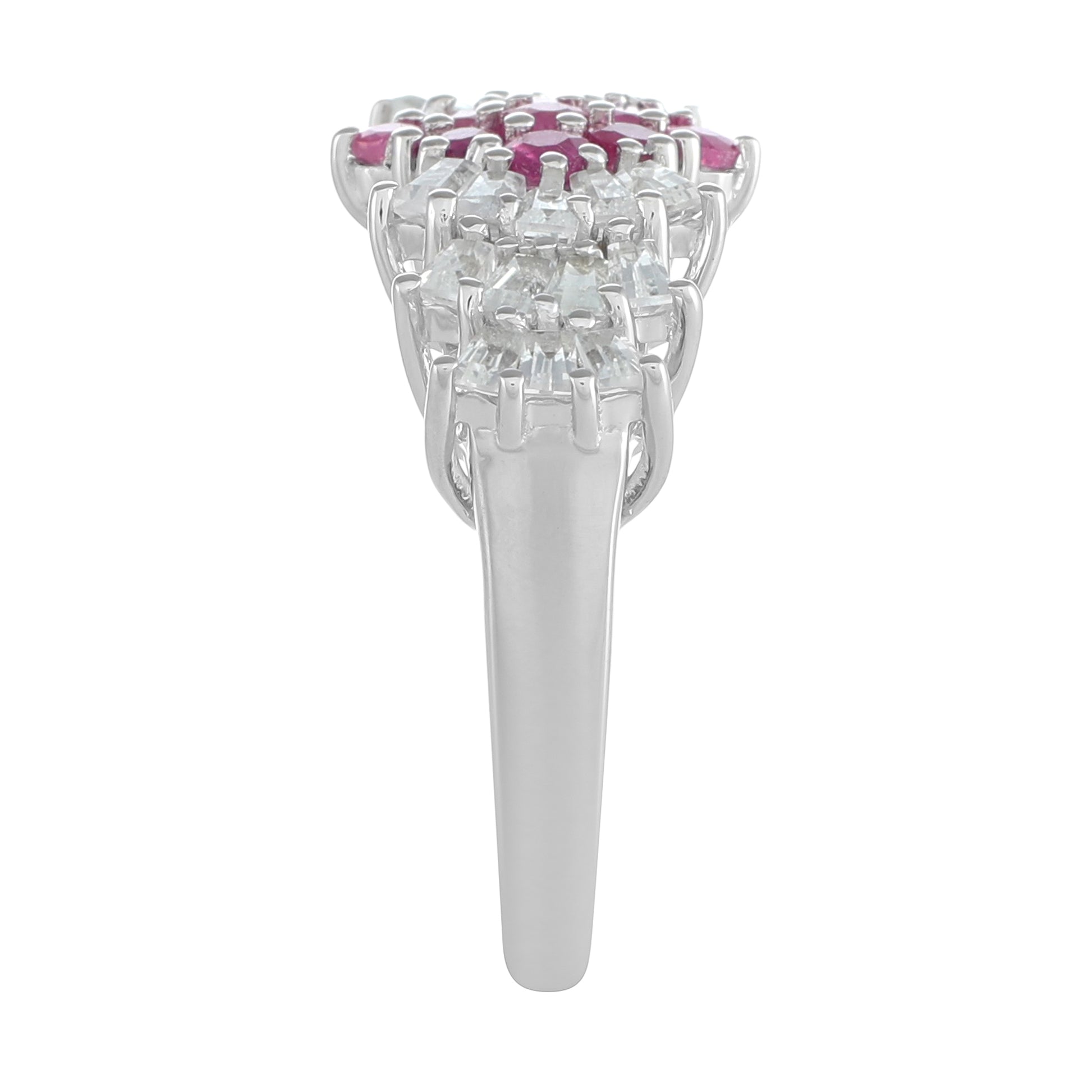 Stříbro 925/1000 - Prsten s Thajským Rubínem a Bílým Topazem - Karátové číslo: 1.61. přibližná hmotnost: 3.43 gramů 3 