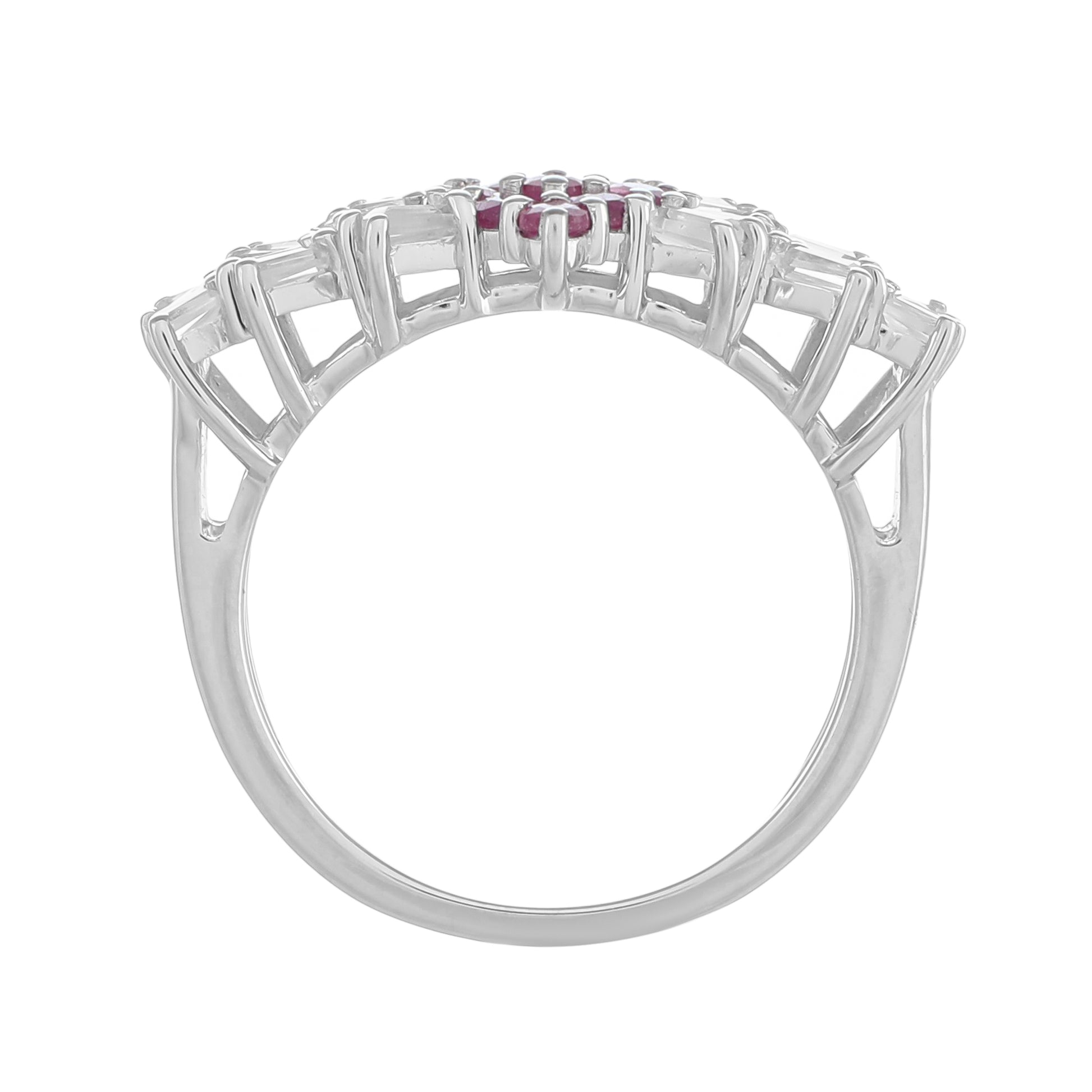 Stříbro 925/1000 - Prsten s Thajským Rubínem a Bílým Topazem - Karátové číslo: 1.61. přibližná hmotnost: 3.43 gramů 4 