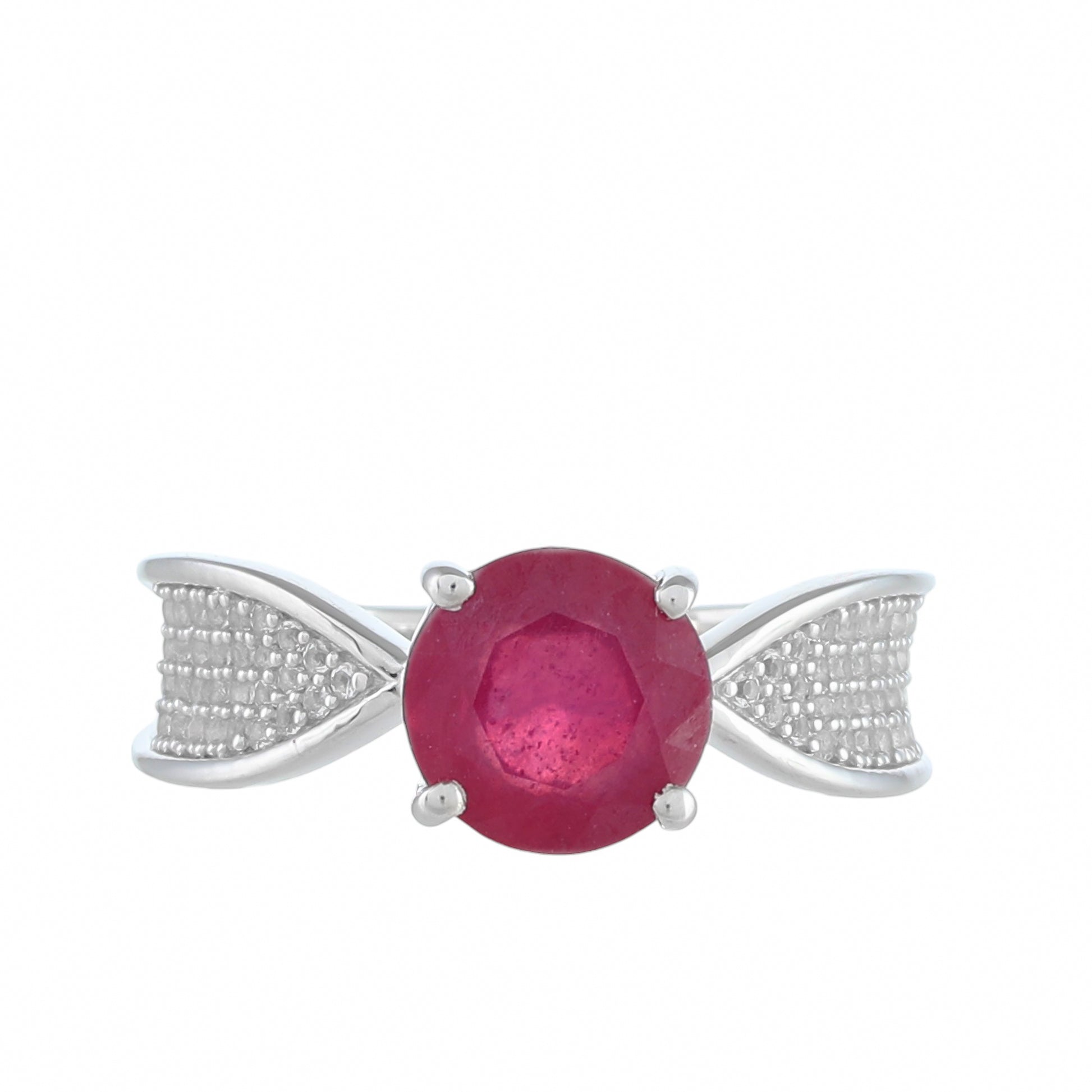 Stříbro 925/1000 - Prsten s Thajským Rubínem a Bílým Topazem - Karátové číslo: 2.76. přibližná hmotnost: 3.88 gramů 1 