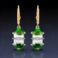 Pozlacené Stříbrné Náušnice se Zeleným Onyxem a Bílým Diamantem