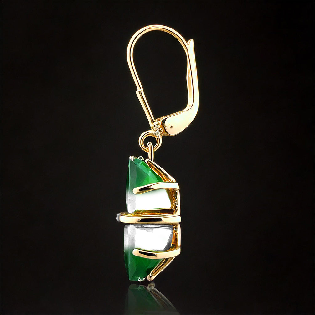 Pozlacené Stříbrné Náušnice se Zeleným Onyxem a Bílým Diamantem 2 