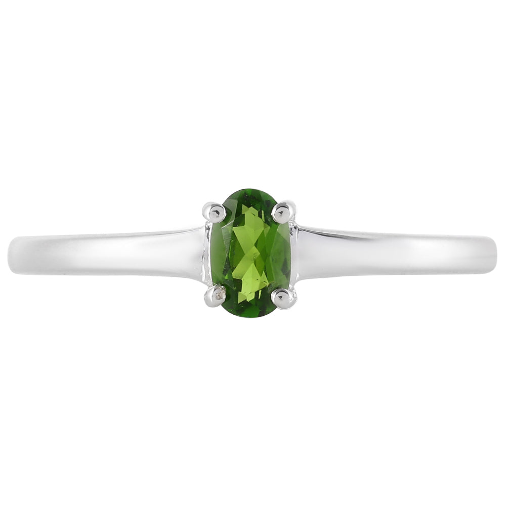 Stříbro 925/1000 - Prsten s Chromovým Diopsidem - Karátové číslo: 0.24. přibližná hmotnost: 1.49 gramů