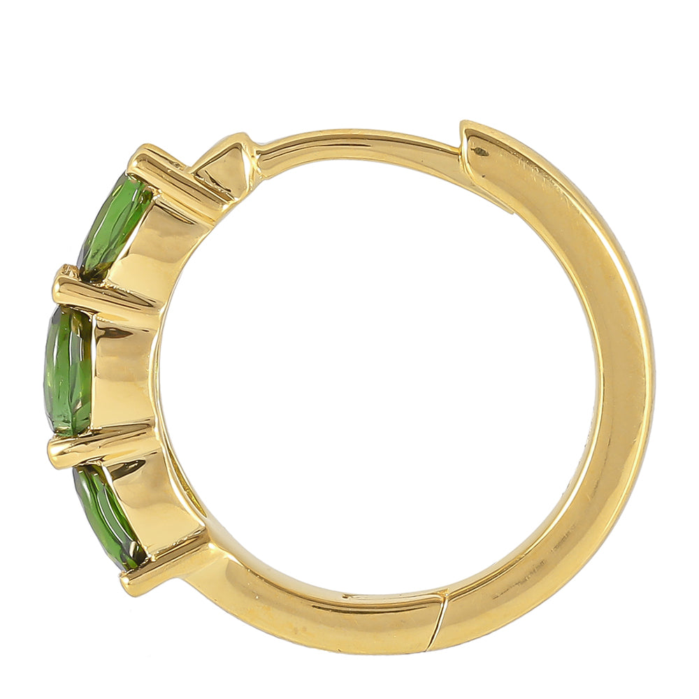 Pozlacené Stříbro 925/1000 - Náušnice se Zeleným Turmalínem - Karátové číslo: 1.11. přibližná hmotnost: 2.47 gramů 2 