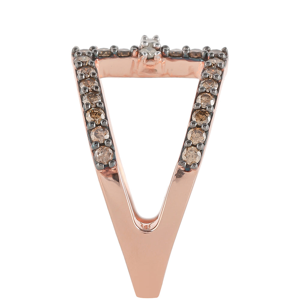 Růžovým Zlatem 925 / 1000 Sterlingové Stříbro Prsten s Champagne Diamantem a Bílým Diamantem 3 