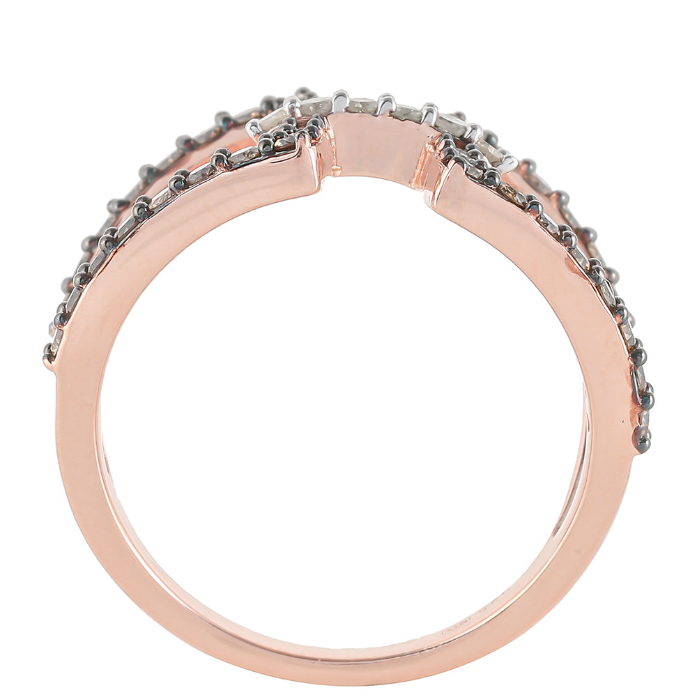 Růžovým Zlatem 925 / 1000 Sterlingové Stříbro Prsten s Champagne Diamantem a Bílým Diamantem