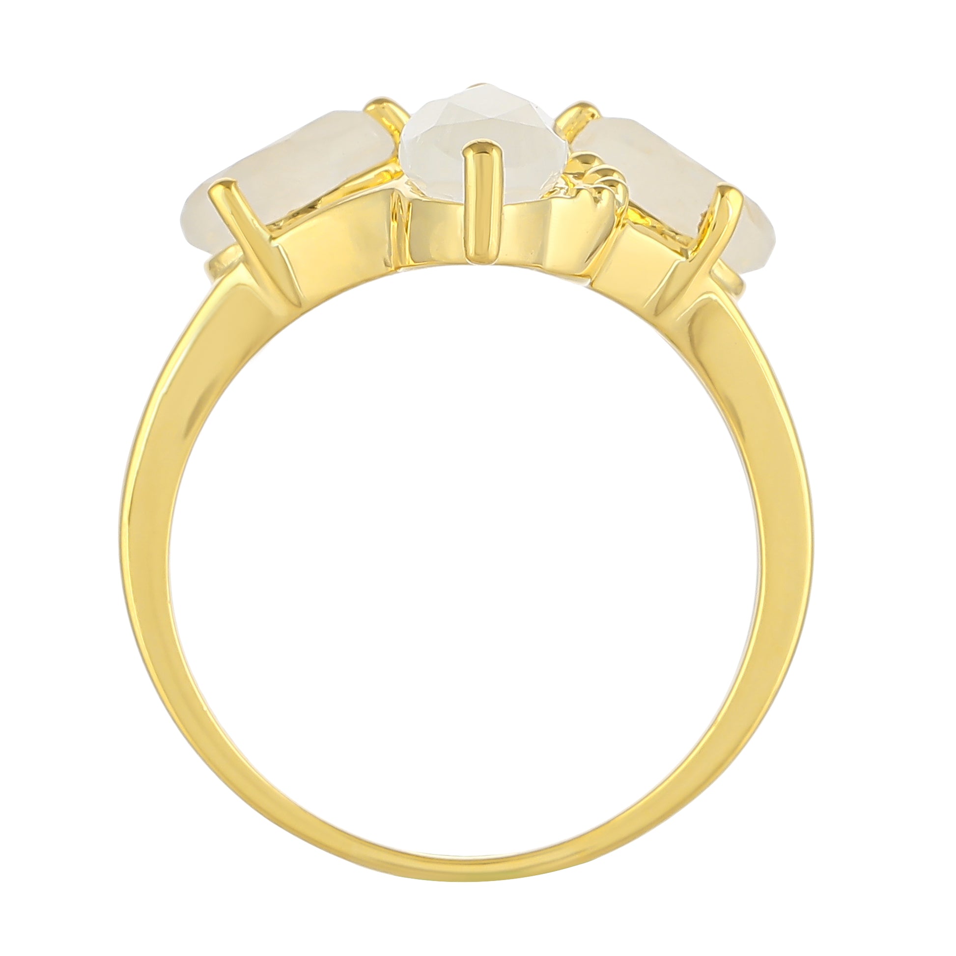 Pozlacené Stříbro 925/1000 - Prsten s Duhovým Měsíčním Kamenem - Karátové číslo: 2.98. přibližná hmotnost: 3.79 gramů 4 