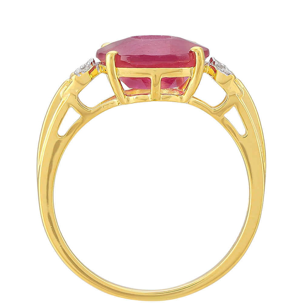 Pozlacený Stříbrný Prsten s Thajským Rubínem a Bílým Topazem 4 