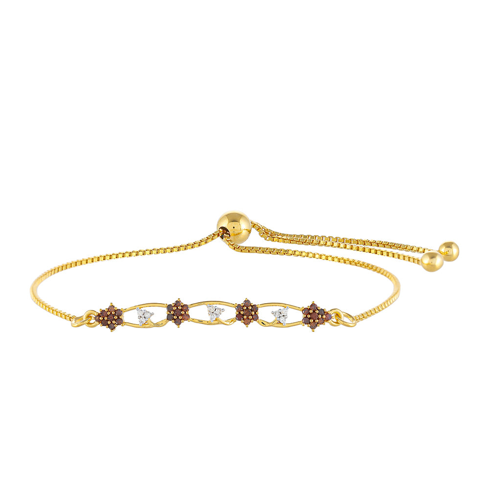 Pozlacené Stříbro 925/1000 - Náramek s Červeným Diamantem a Bílým Diamantem - Karátové číslo: 0.26. přibližná hmotnost: 3.03 gramů 1 