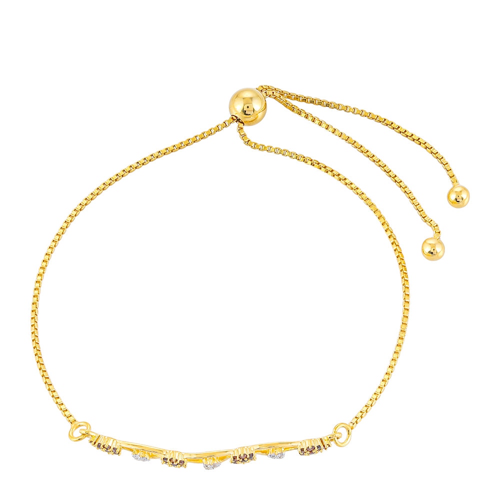 Pozlacené Stříbro 925/1000 - Náramek s Červeným Diamantem a Bílým Diamantem - Karátové číslo: 0.26. přibližná hmotnost: 3.03 gramů 2 