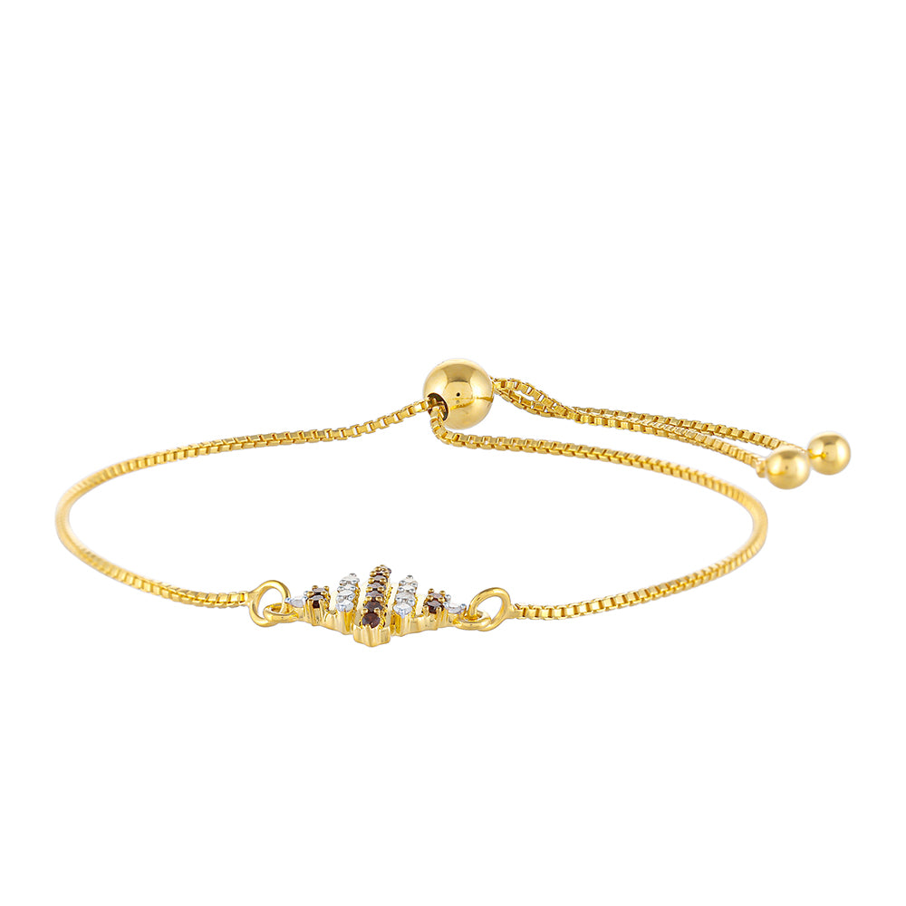 Pozlacené Stříbro 925/1000 - Náramek s Červeným Diamantem a Bílým Diamantem - Karátové číslo: 0.23. přibližná hmotnost: 3 gramů 2 