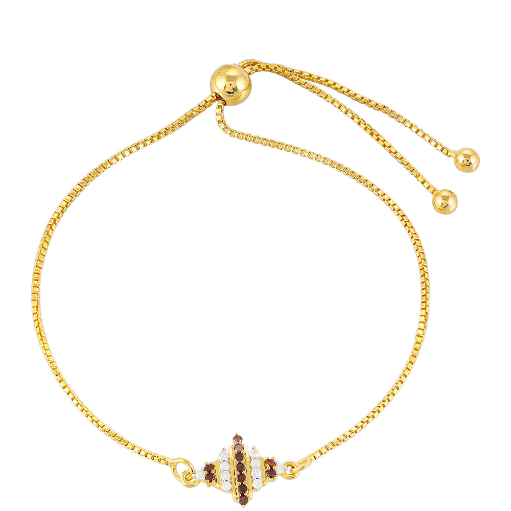 Pozlacené Stříbro 925/1000 - Náramek s Červeným Diamantem a Bílým Diamantem - Karátové číslo: 0.23. přibližná hmotnost: 3 gramů 1 