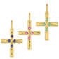 Kříž Pozlacená Stříbrná Sada s Thajským Rubínem a Brazilským Smaragdem ( Přívěsek )