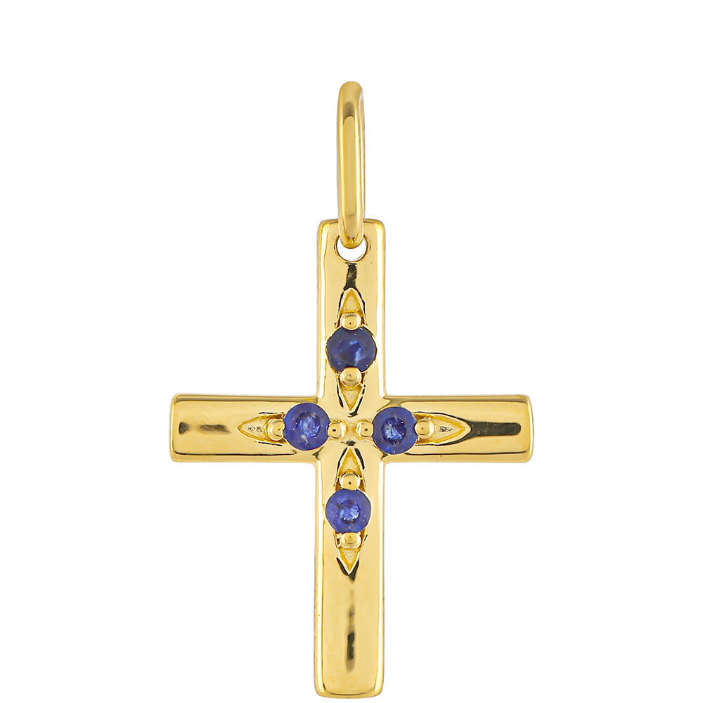 Kříž Pozlacená Stříbrná Sada s Thajským Rubínem a Brazilským Smaragdem ( Přívěsek ) 4 