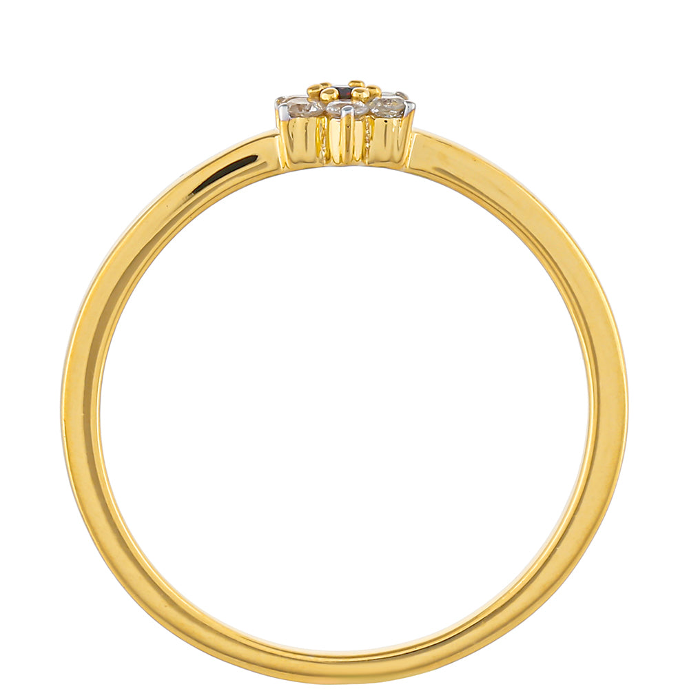 Pozlacené Stříbro 925/1000 - Prsten s Červeným Diamantem a Bílým Diamantem - Karátové číslo: 0.11. přibližná hmotnost: 1.55 gramů 4 