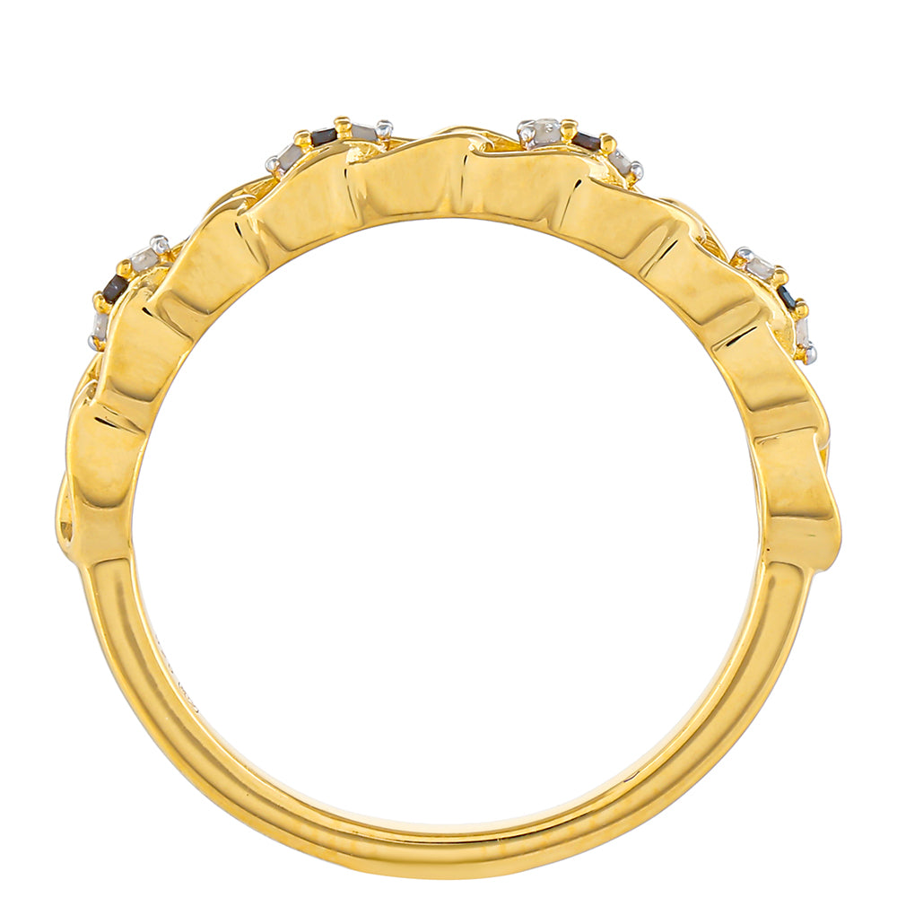 Pozlacené Stříbro 925/1000 - Prsten s Červeným Diamantem a Bílým Diamantem - Karátové číslo: 0.06. přibližná hmotnost: 1.8 gramů 4 