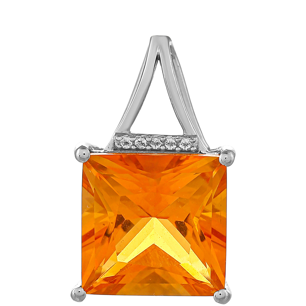 Stříbrný Přívěsek s Padparadscha Křemenem a Bílým Topazem 1 