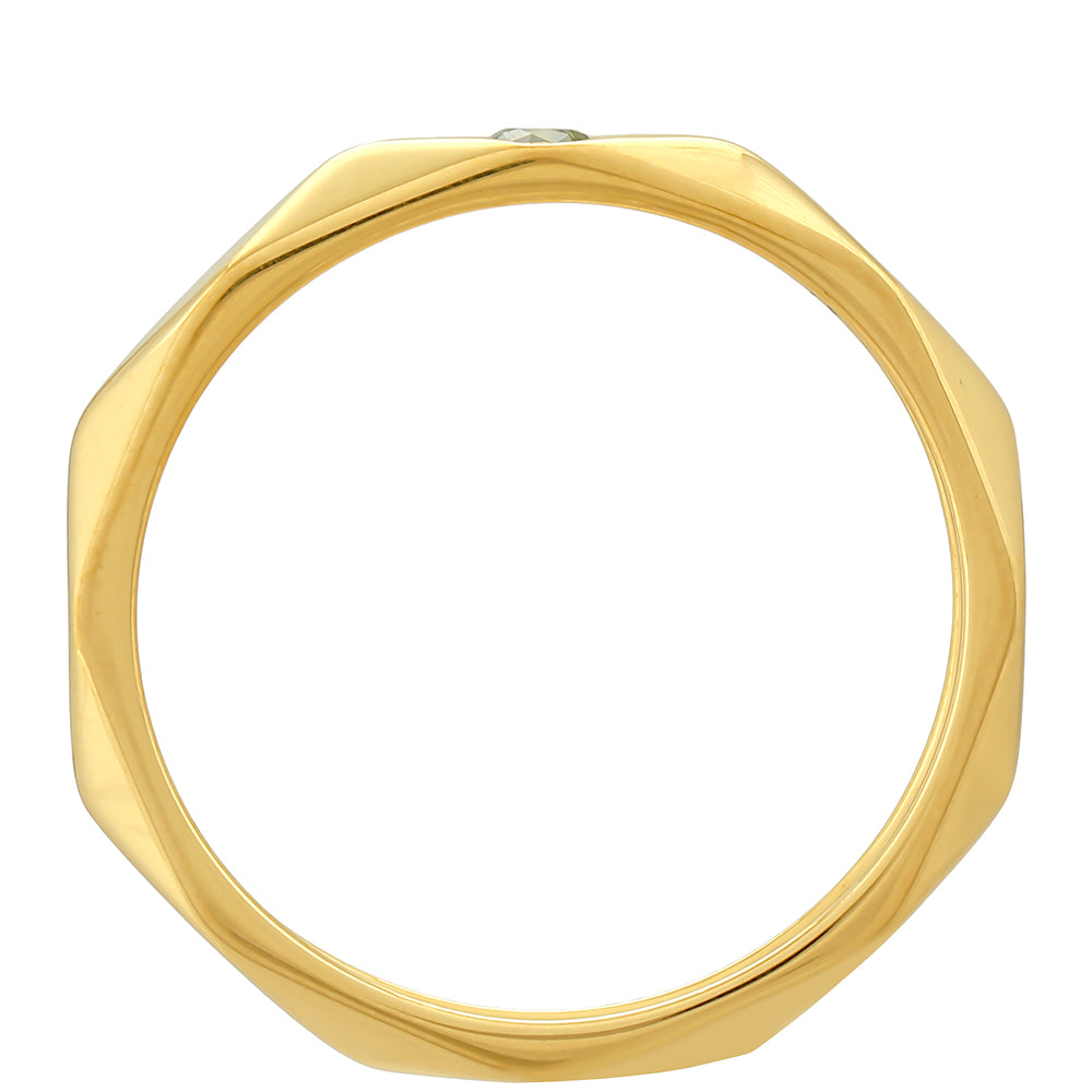 Pozlacený Stříbrný Prsten se Zeleným Diamantem