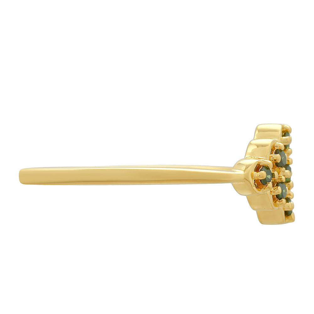 Pozlacený Stříbrný Prsten se Zeleným Diamantem 2 