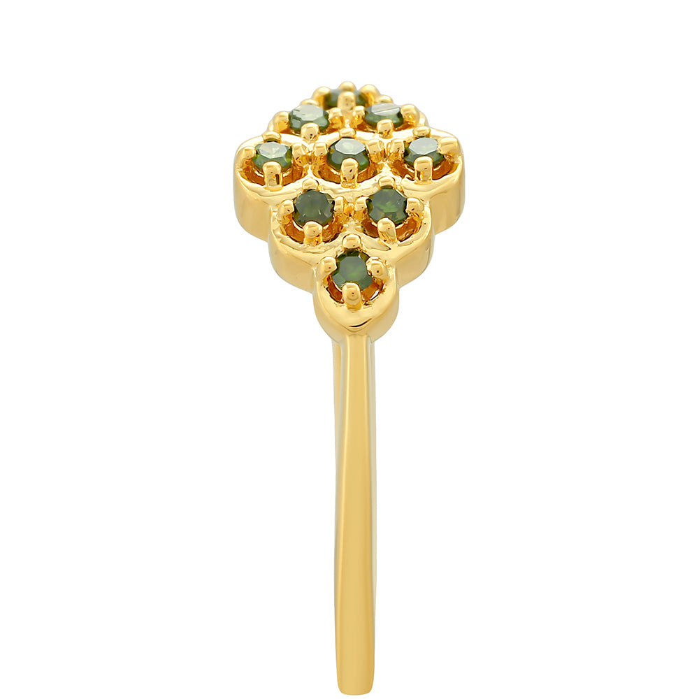 Pozlacený Stříbrný Prsten se Zeleným Diamantem 3 