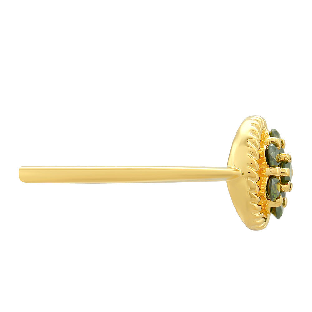 Pozlacený Stříbrný Prsten se Zeleným Diamantem 2 