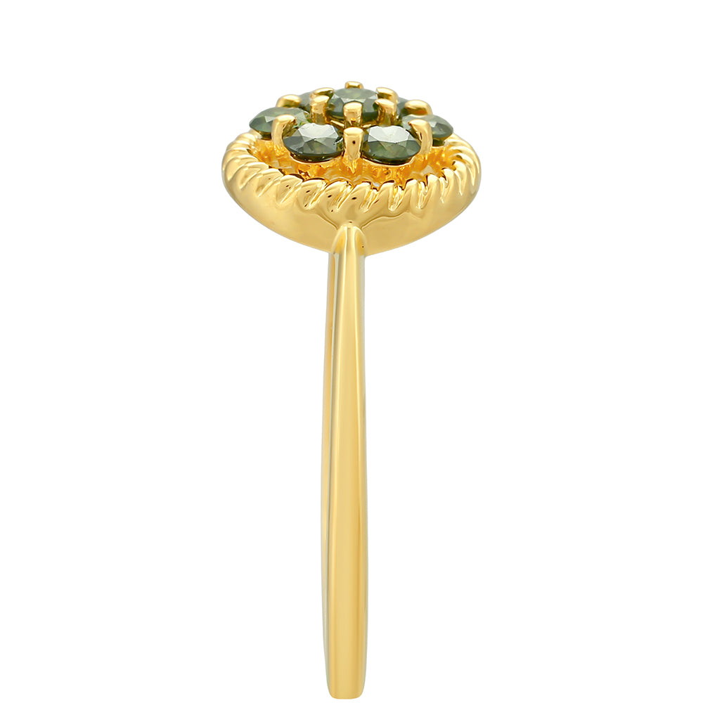 Pozlacený Stříbrný Prsten se Zeleným Diamantem