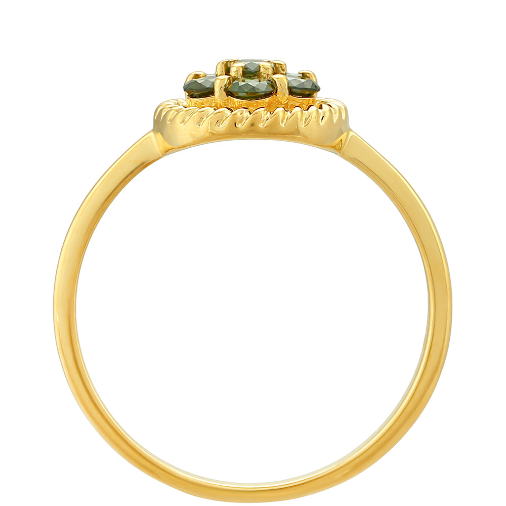 Pozlacený Stříbrný Prsten se Zeleným Diamantem 4 