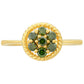Pozlacený Stříbrný Prsten se Zeleným Diamantem