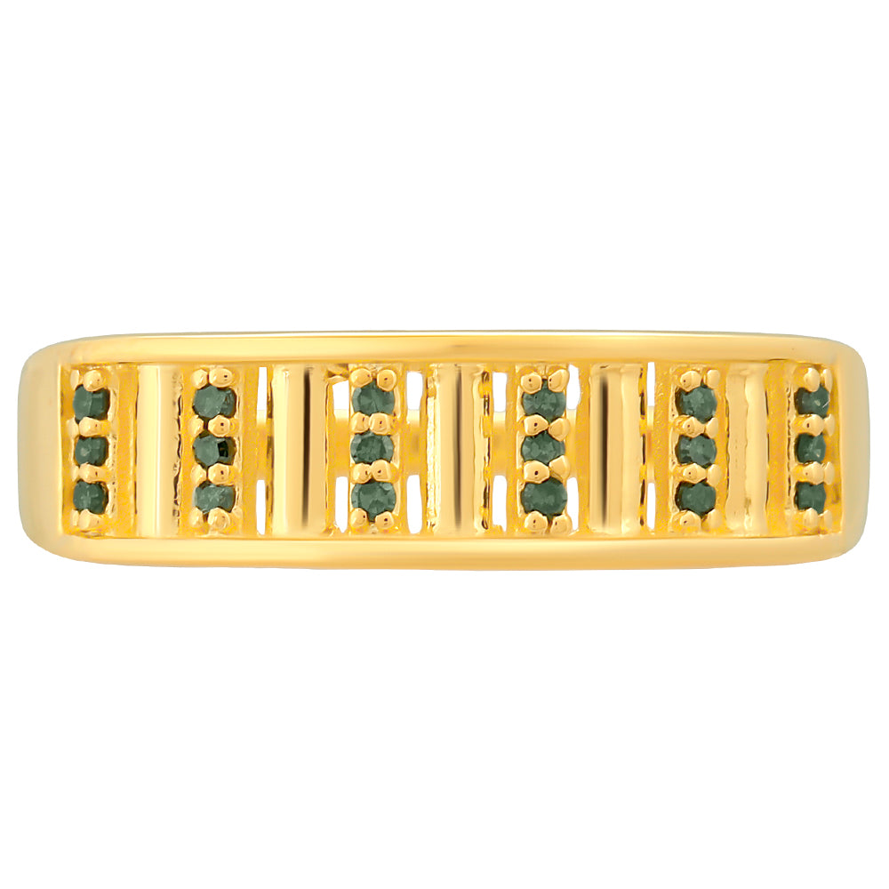 Pozlacené Stříbro 925/1000 - Prsten se Zeleným Diamantem - Karátové číslo: 0.09. přibližná hmotnost: 2.07 gramů 1 