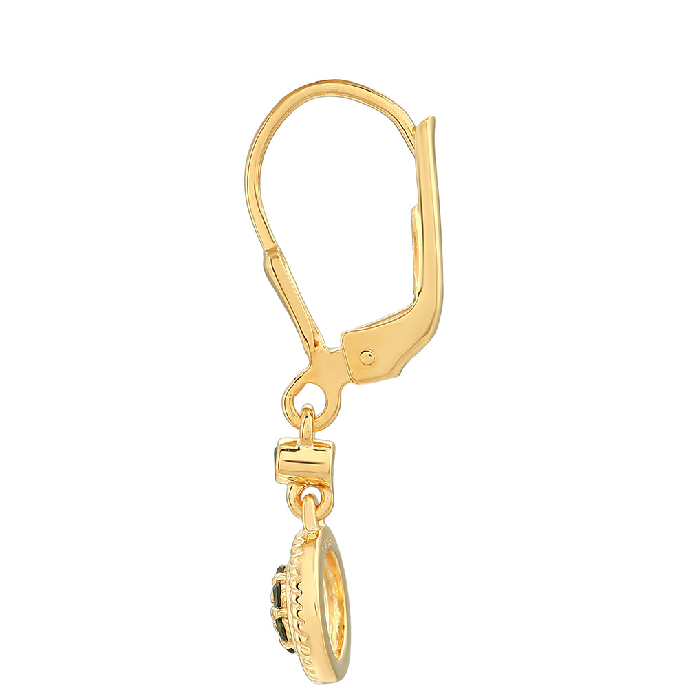 Pozlacené Stříbro 925/1000 - Náušnice se Zeleným Diamantem - Karátové číslo: 0.16. přibližná hmotnost: 2.01 gramů 2 