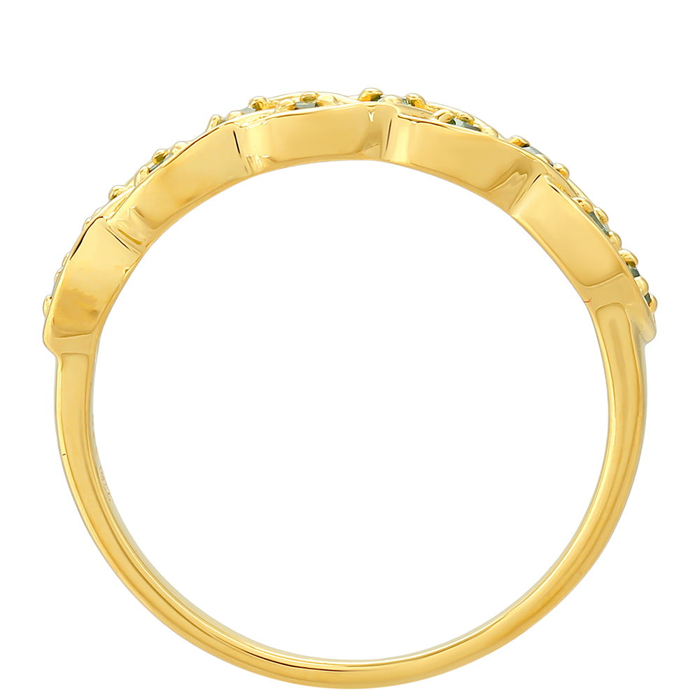 Pozlacené Stříbro 925/1000 - Prsten se Zeleným Diamantem - Karátové číslo: 0.16. přibližná hmotnost: 1.99 gramů 4 