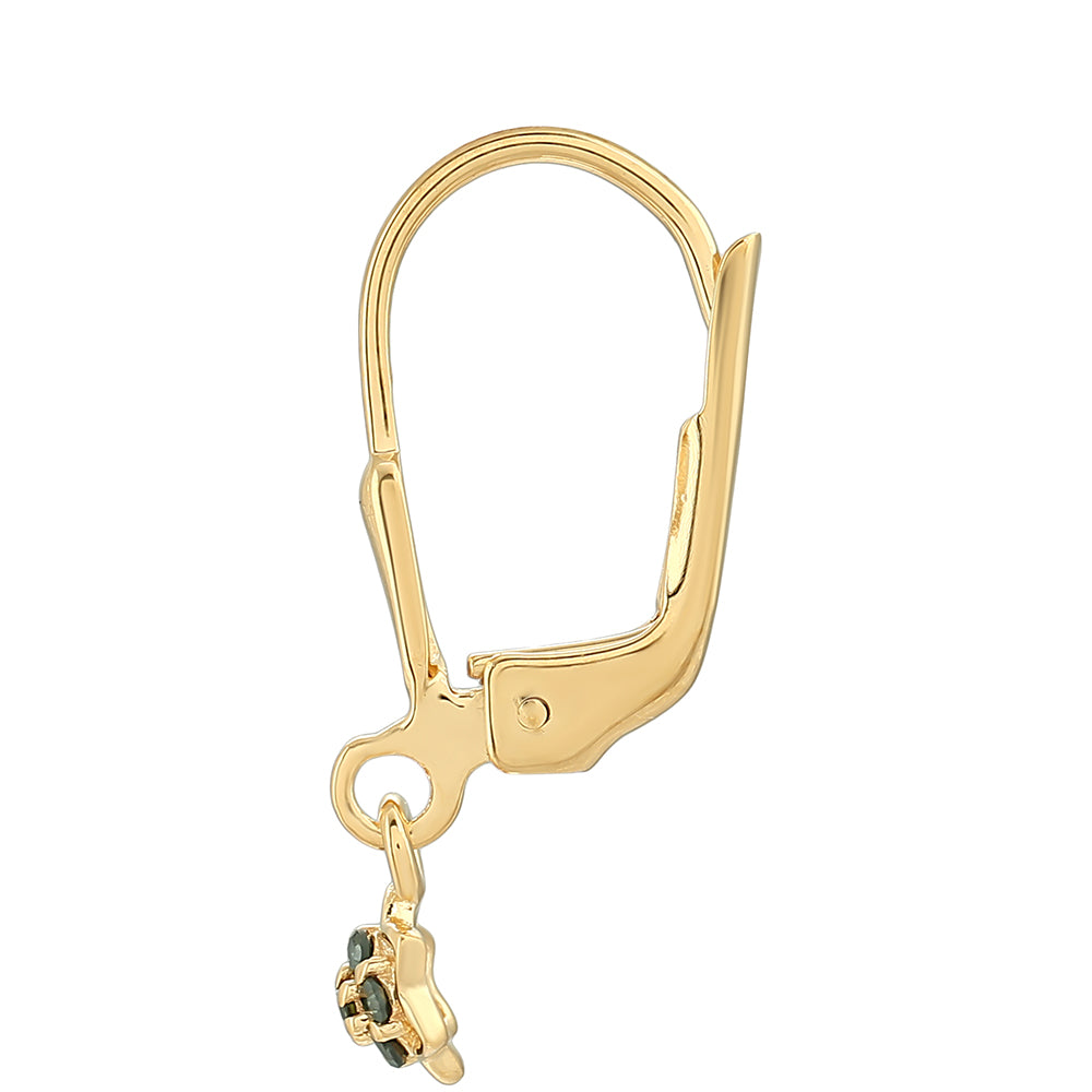 Pozlacené Stříbro 925/1000 - Náušnice se Zeleným Diamantem - Karátové číslo: 0.08. přibližná hmotnost: 1.02 gramů 2 