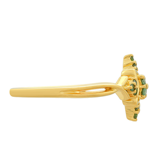 Pozlacený Stříbrný Prsten se Zeleným Diamantem