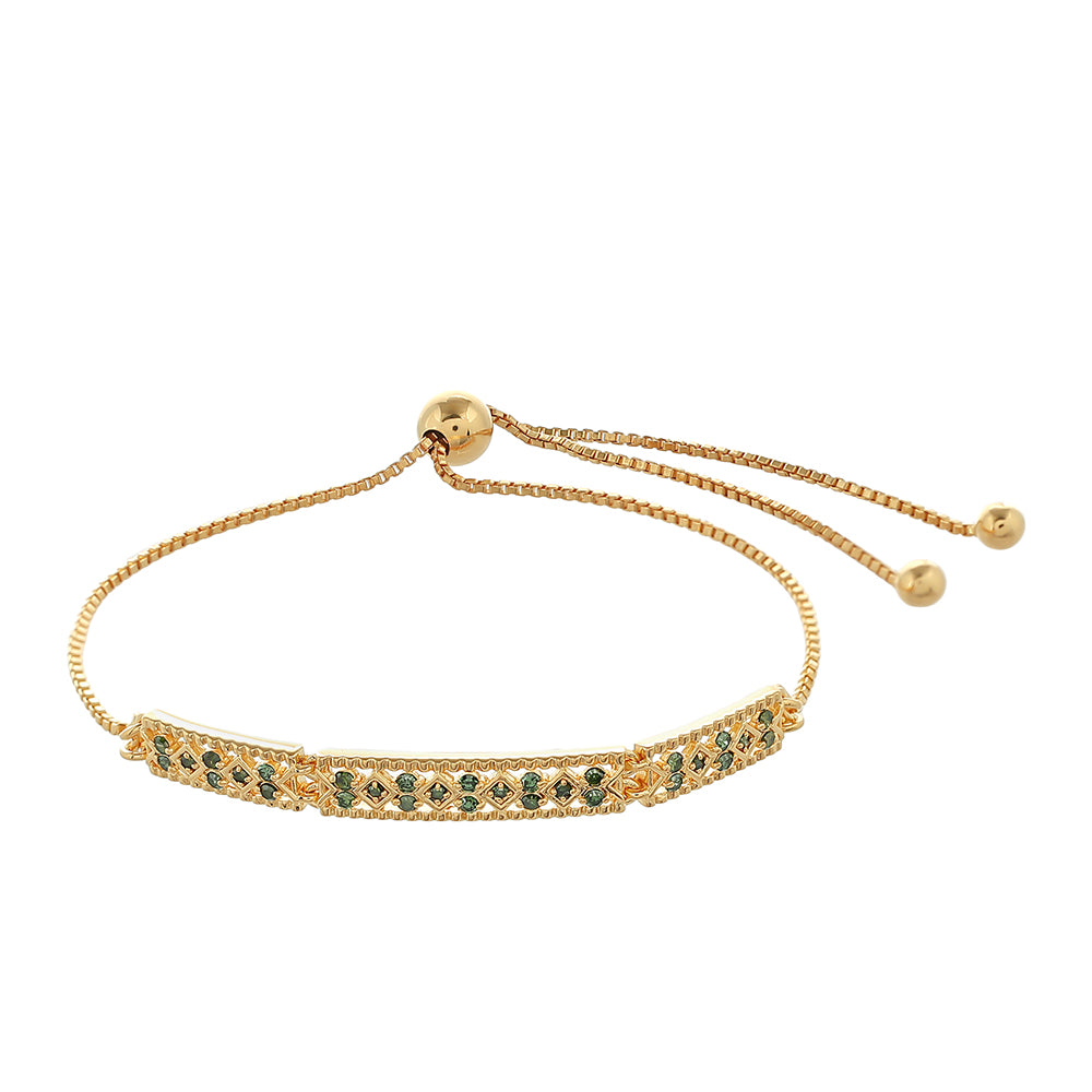 Pozlacený Stříbrný Náramek se Zeleným Diamantem 1 