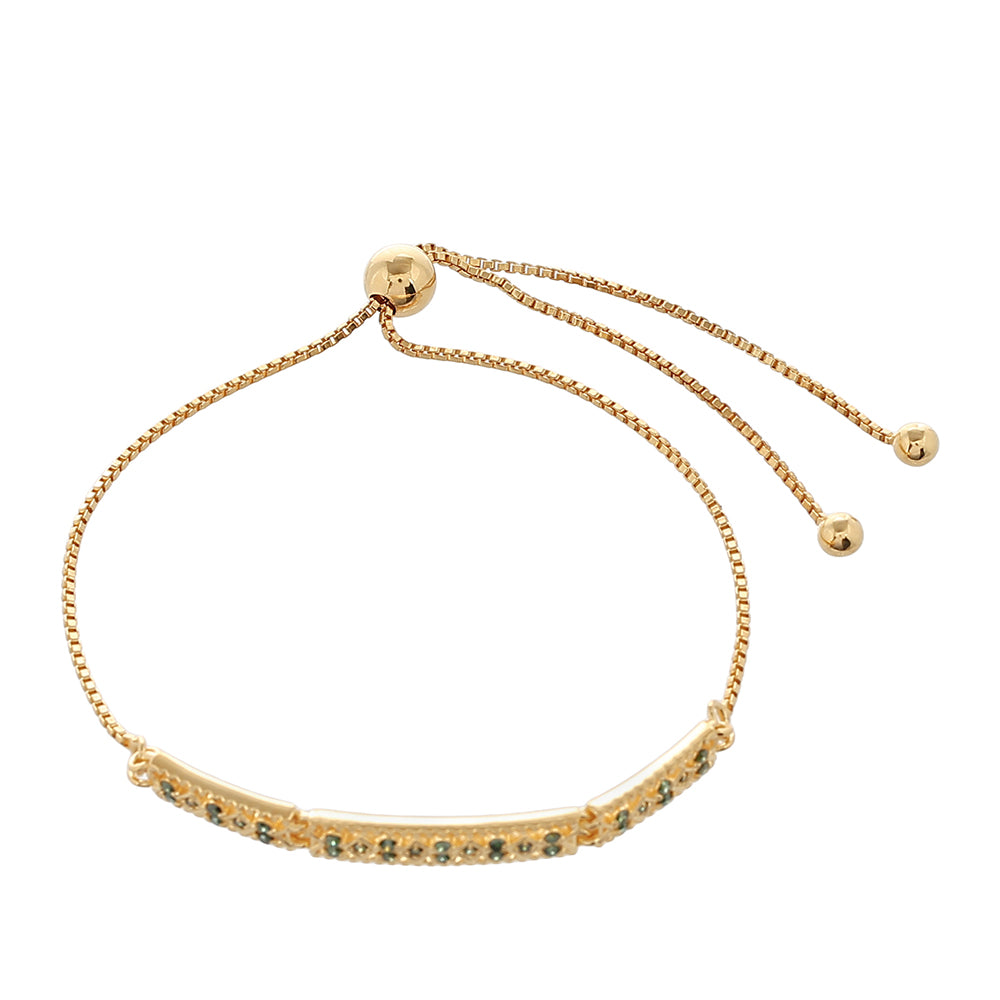 Pozlacený Stříbrný Náramek se Zeleným Diamantem 2 