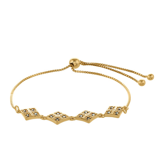 Pozlacené Stříbro 925/1000 - Náramek se Zeleným Diamantem - Karátové číslo: 0.26. přibližná hmotnost: 5.04 gramů