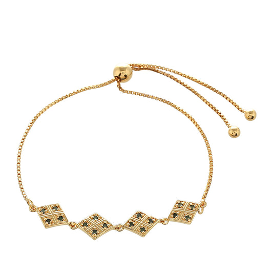 Pozlacené Stříbro 925/1000 - Náramek se Zeleným Diamantem - Karátové číslo: 0.26. přibližná hmotnost: 5.04 gramů