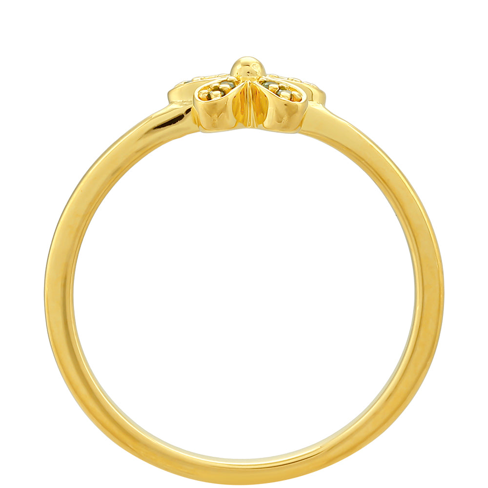 Pozlacené Stříbro 925/1000 - Prsten se Zeleným Diamantem - Karátové číslo: 0.05. přibližná hmotnost: 1.85 gramů