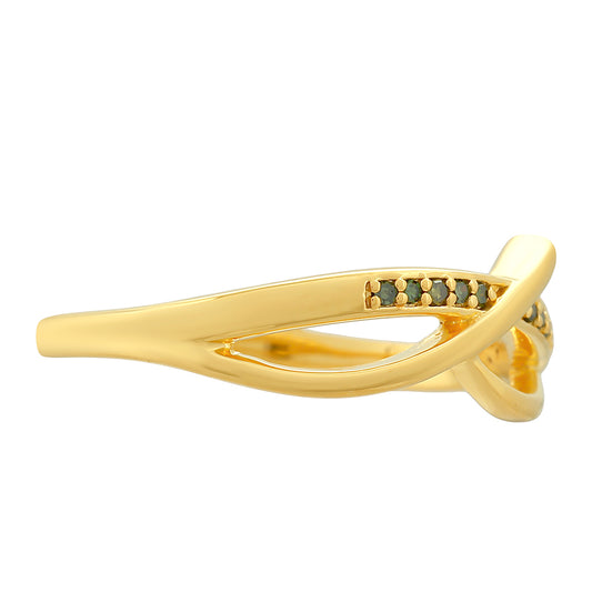 Pozlacený Stříbrný Prsten se Zeleným Diamantem