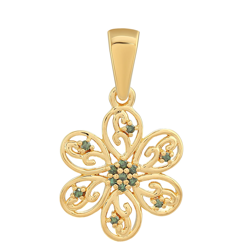 Pozlacený Stříbrný Přívěsek se Zeleným Diamantem 1 