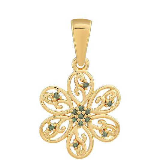 Pozlacený Stříbrný Přívěsek se Zeleným Diamantem