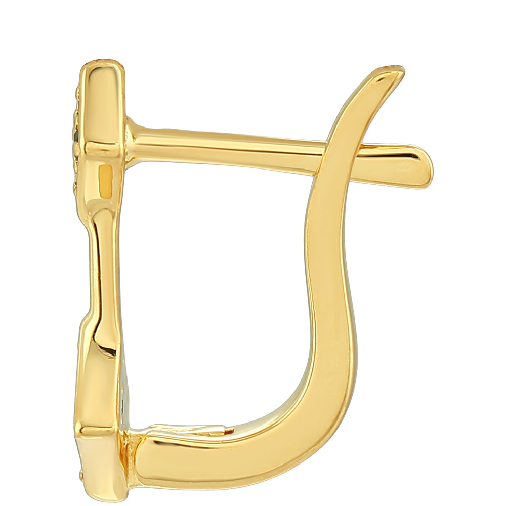 Pozlacené 925 / 1000 Sterlingové Stříbro Náušnice se Zeleným Diamantem 2 