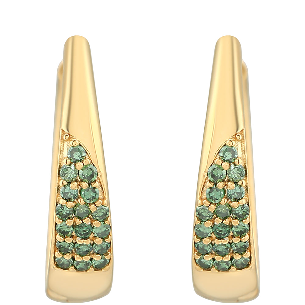 Pozlacené Stříbrné Náušnice se Zeleným Diamantem 1 