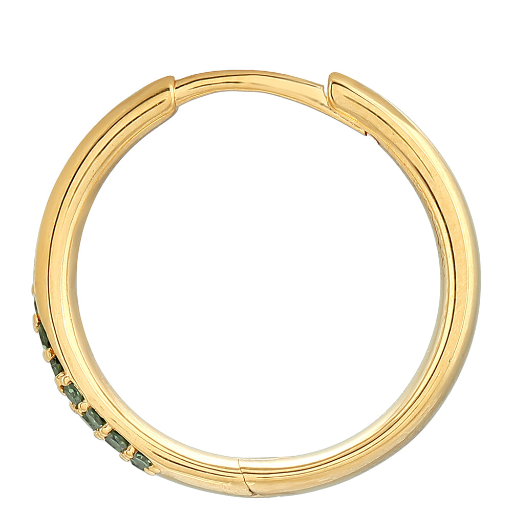 Pozlacené Stříbrné Náušnice se Zeleným Diamantem