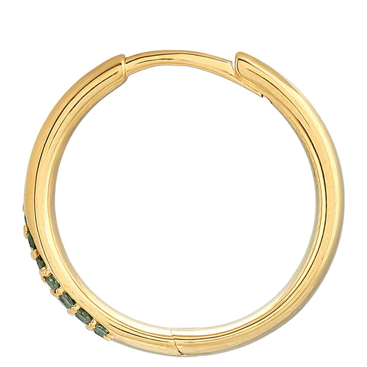 Pozlacené Stříbrné Náušnice se Zeleným Diamantem