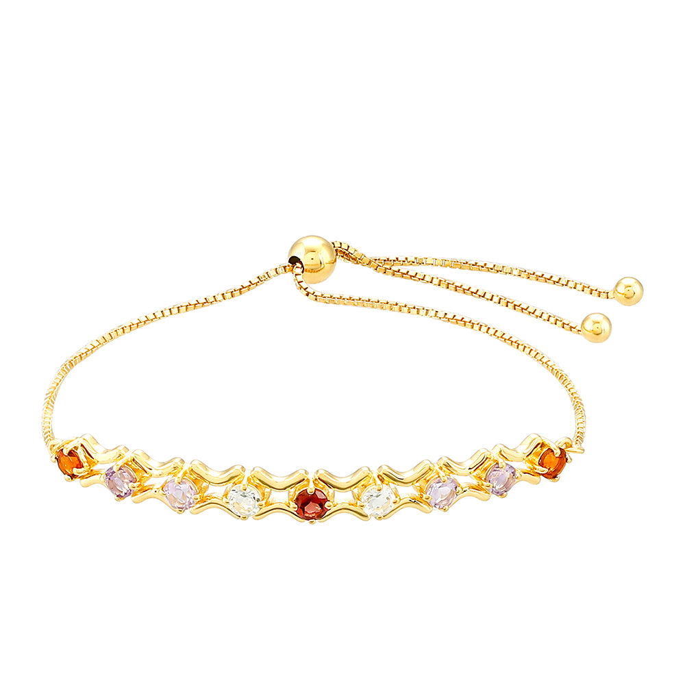 Pozlacený Stříbrný Náramek s Ametystem a Citrínem z Madeiry 1 