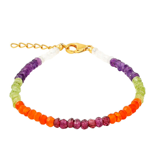 Pozlacené Stříbro 925/1000 - Náramek s Kaleidoskop Drahokamem - Karátové číslo: 18.87. přibližná hmotnost: 4.61 gramů