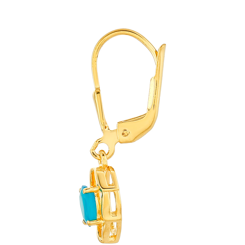 Pozlacené Stříbrné Náušnice s etiopským Paraiba modrým opálem 2 