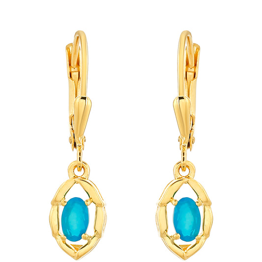 Pozlacené Stříbrné Náušnice s etiopským Paraiba modrým opálem