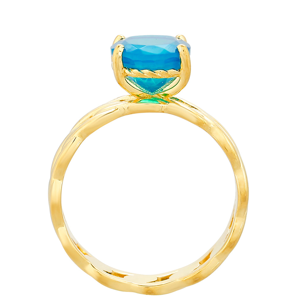 Pozlacené Stříbro 925/1000 - Prsten s etiopským Paraiba modrým opálem - Karátové číslo: 1.55. přibližná hmotnost: 3.74 gramů 4 